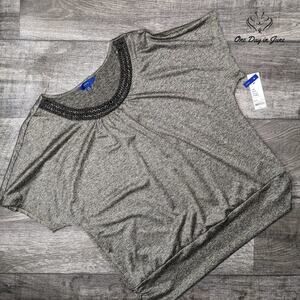 Apt. 9 Petite Short Sleeve Beaded Top Size PXL